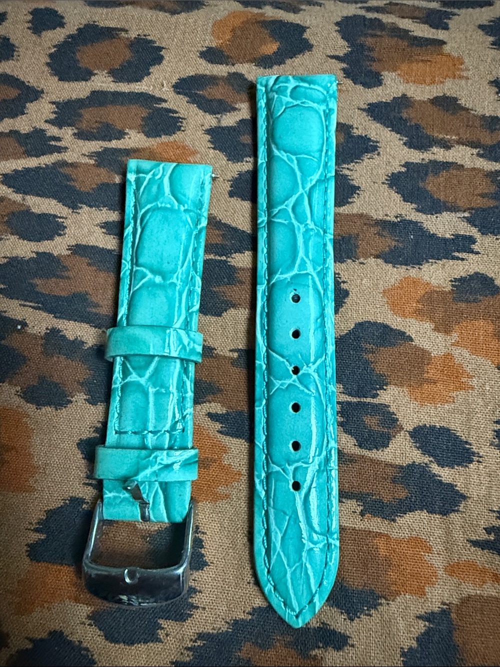 Turquoise Croc-Embossed Watch Band